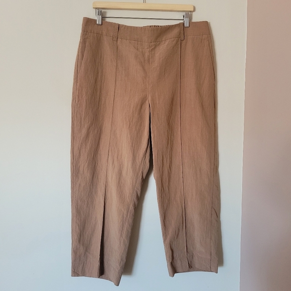 Vince Women's Mid Rise Pleated Pull-On Pant Tencel Camel Brown Size XL - Picture 2 of 10